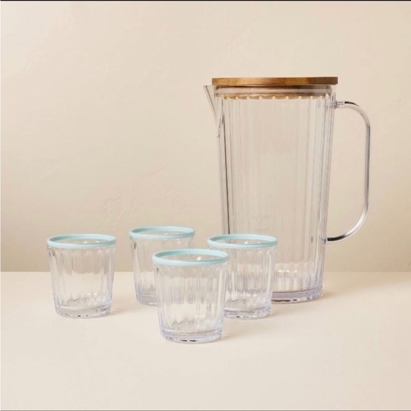Hearth & Hand Other - 6-Piece Ribbed Plastic Pitcher and Tumbler Serving Set - Hearth & Hand Magnolia
